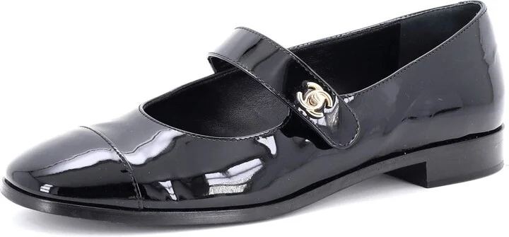 CHANEL Women's CC Turnlock Mary Jane Flats Patent