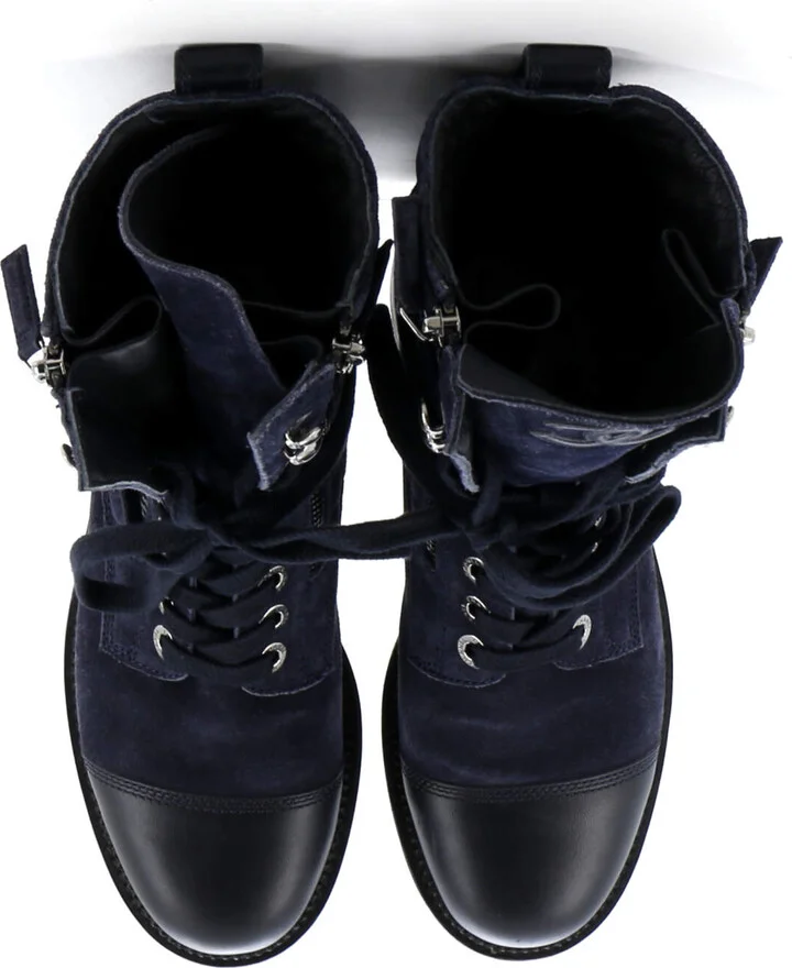 CHANEL Women's CC Zip Up Combat Boots Quilted Leather - Image 2