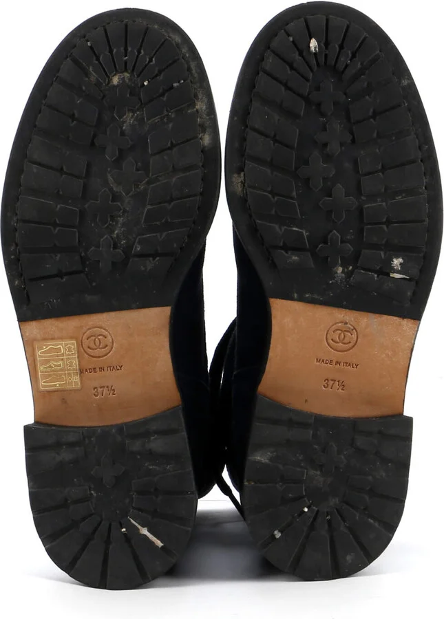 CHANEL Women's CC Zip Up Combat Boots Quilted Leather - Image 4