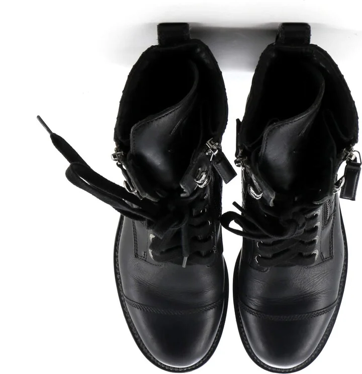 CHANEL Women's CC Zip Up Combat Boots Quilted Leather - Image 2