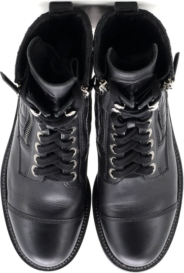 CHANEL Women's CC Zip Up Combat Boots Quilted Leather - Image 2