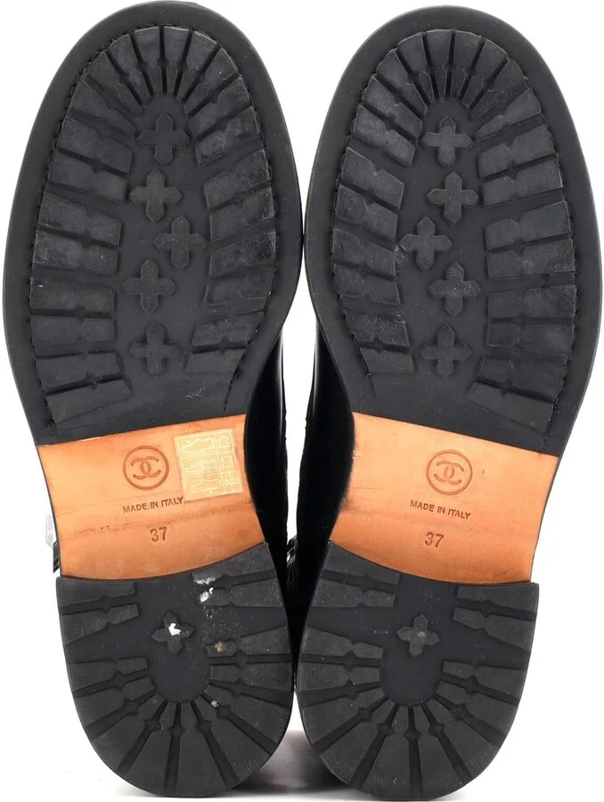 CHANEL Women's CC Zip Up Combat Boots Quilted Leather - Image 4