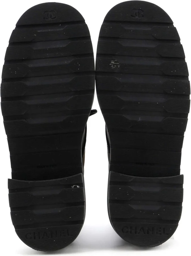 CHANEL Women's Chain CC Cap Toe Lace Up Combat Boots Quilted Fabric and Grosgrain - Image 4
