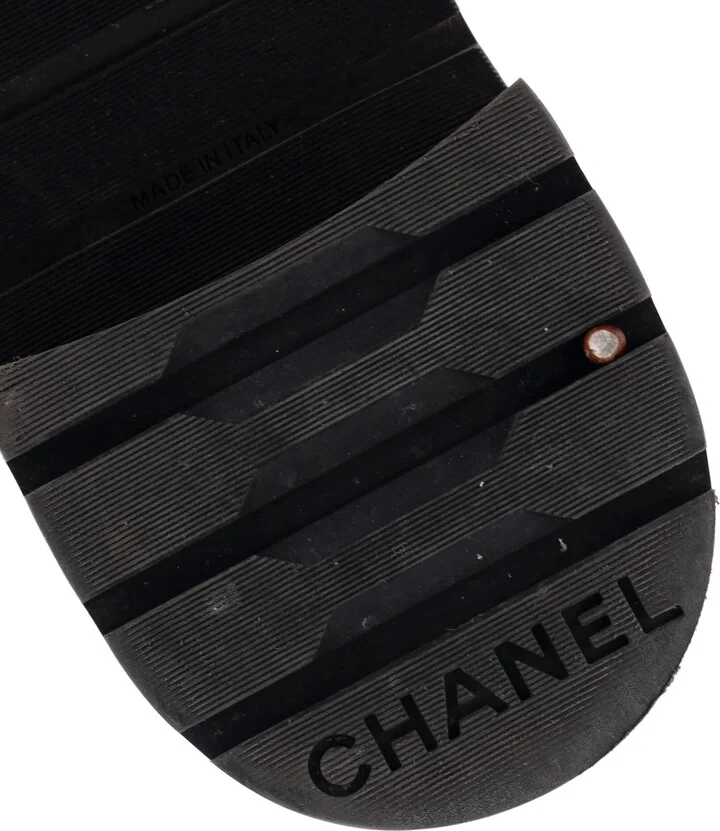 CHANEL Women's Chain CC Cap Toe Lace Up Combat Boots Quilted Shiny Calfskin - Image 6