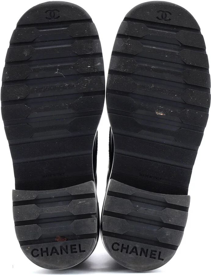 CHANEL Women's Chain CC Cap Toe Lace Up Combat Boots Quilted Shiny Calfskin - Image 4