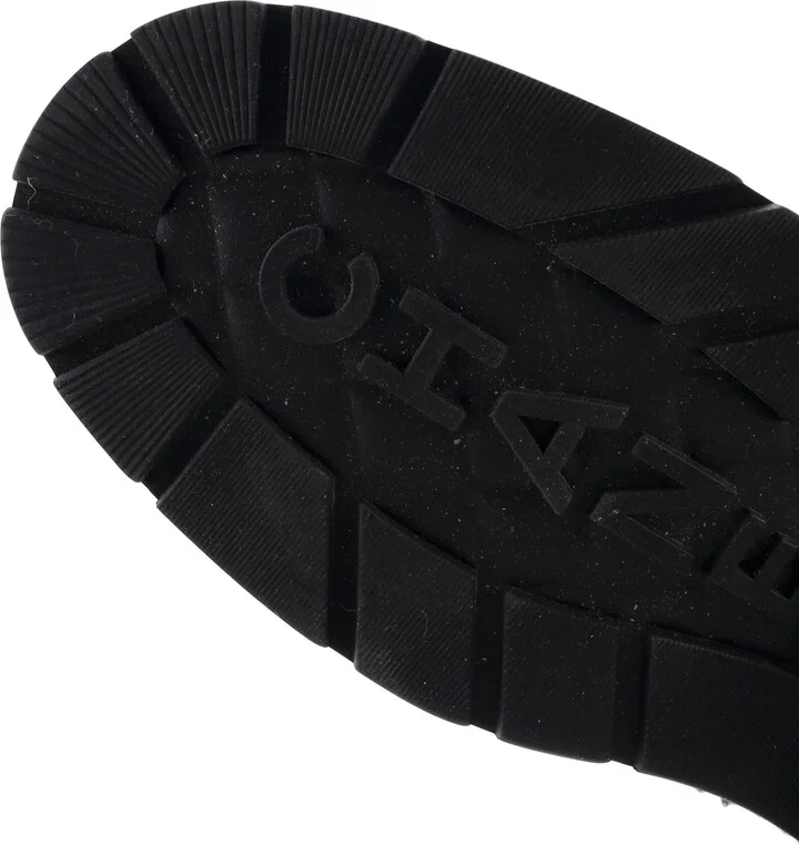 CHANEL Women's Chain CC Cap Toe Lace Up Combat Boots Tweed and Leather - Image 6