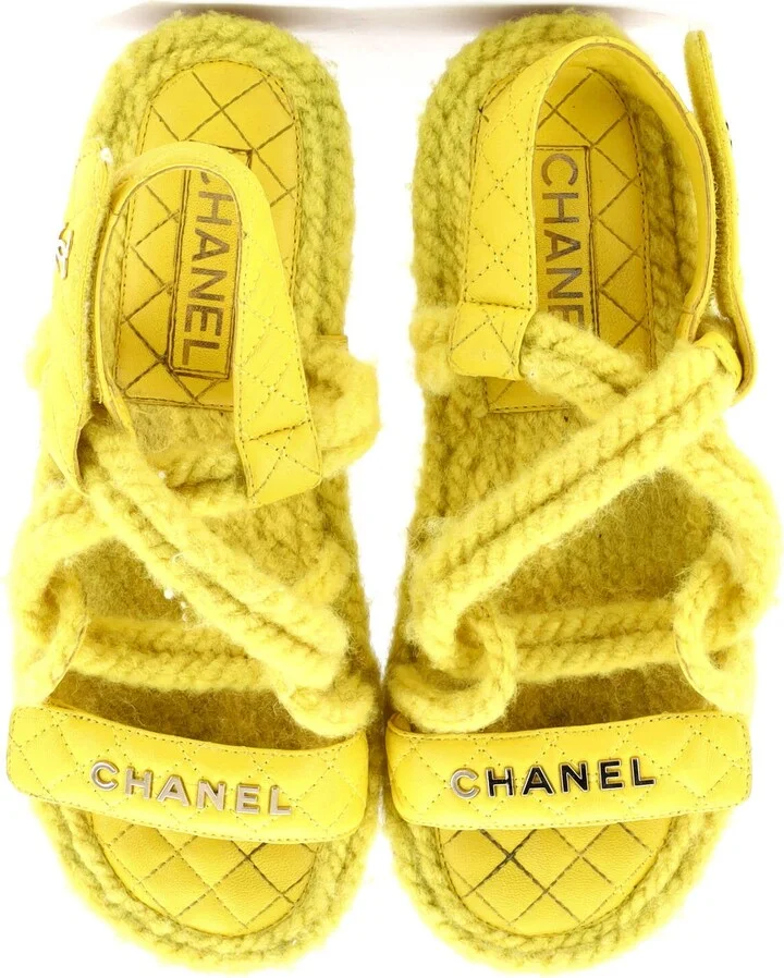 CHANEL Women's Cord Velcro Dad Sandals Quilted Leather - Image 2
