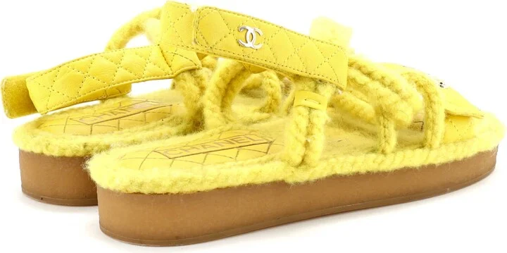 CHANEL Women's Cord Velcro Dad Sandals Quilted Leather - Image 3