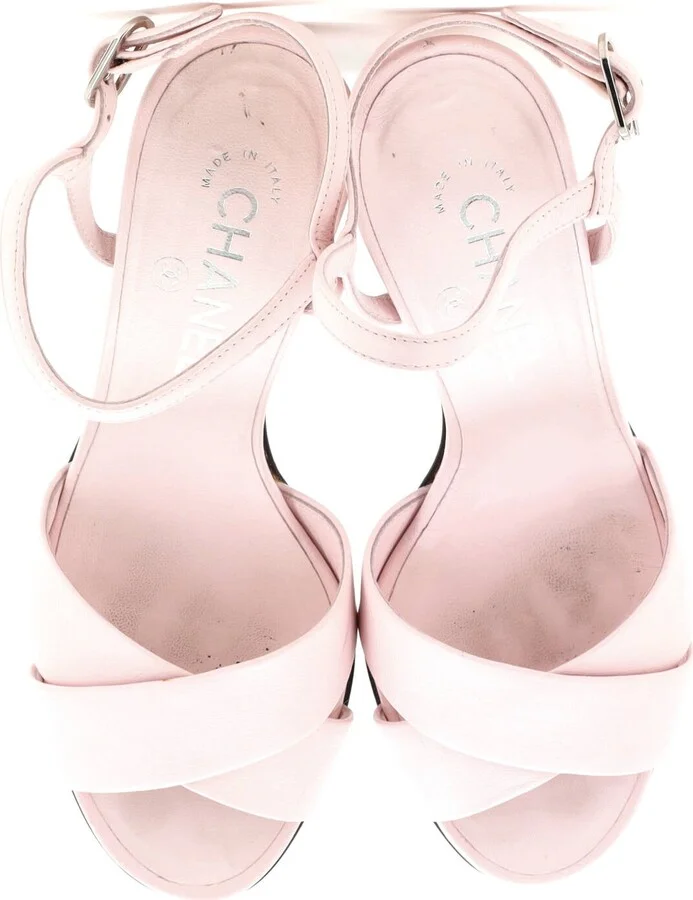 CHANEL Women's Crossover Pearl Heel Sandals Leather - Image 2