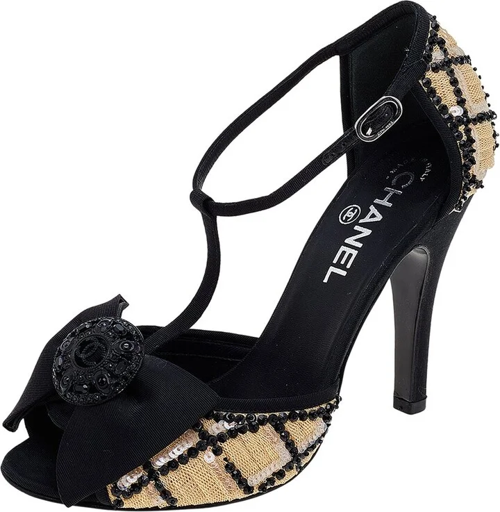 Chanel Women's Fabric & Mesh Sandal, Size 38 (Authentic Pre-Loved)