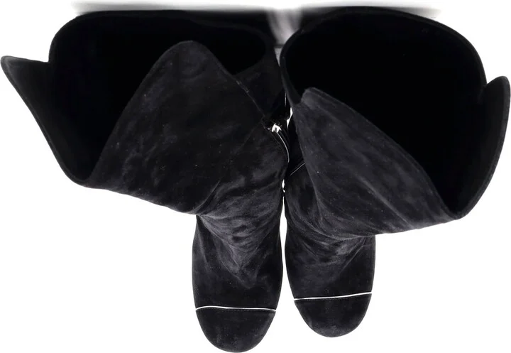 CHANEL Women's Knee High Heeled Boots Suede - Image 2