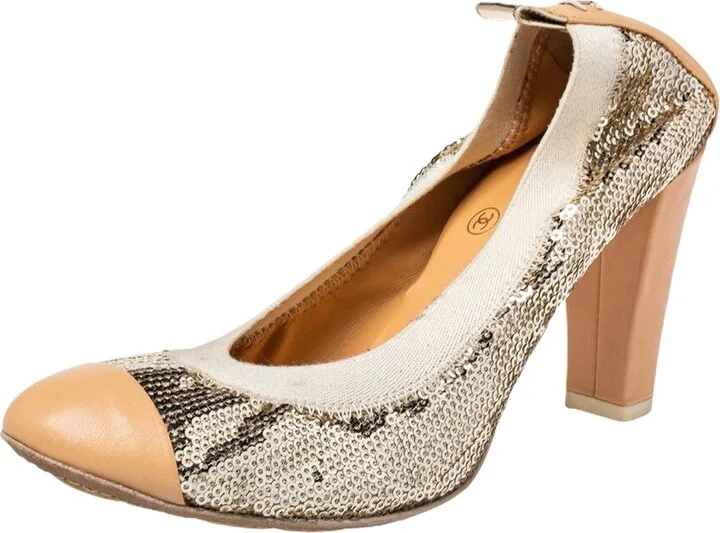Chanel Women's Leather & Sequins Pump, Size 35.5 (Authentic Pre-Loved)