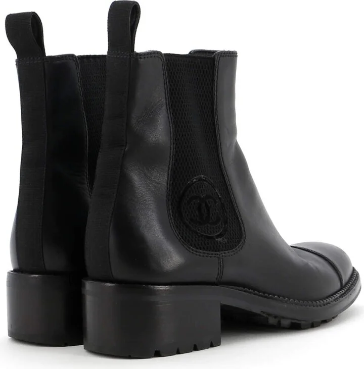 CHANEL Women's Logo Ankle Boots Leather - Image 3