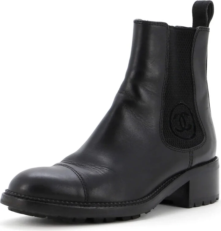 CHANEL Women's Logo Ankle Boots Leather