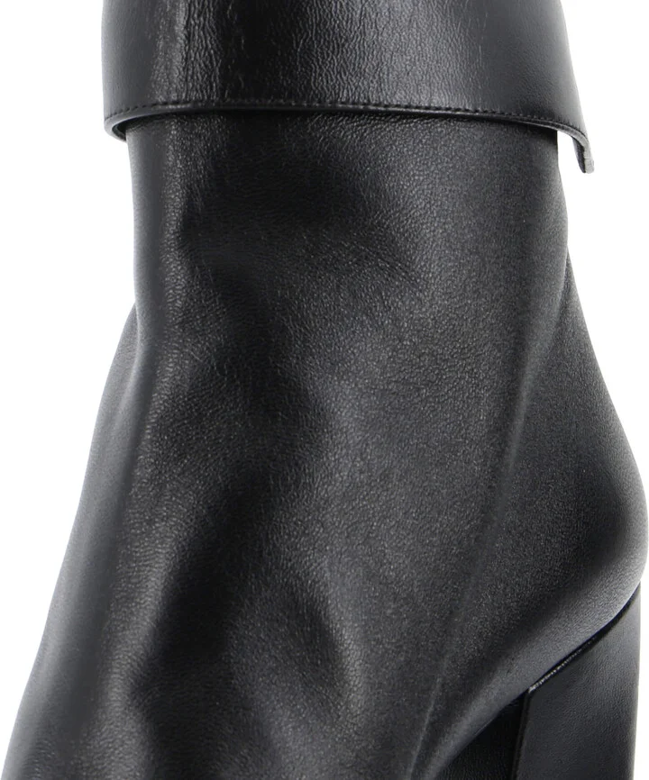 CHANEL Women's Logo Cap Toe Fold Over Boots Leather with Grosgrain - Image 5