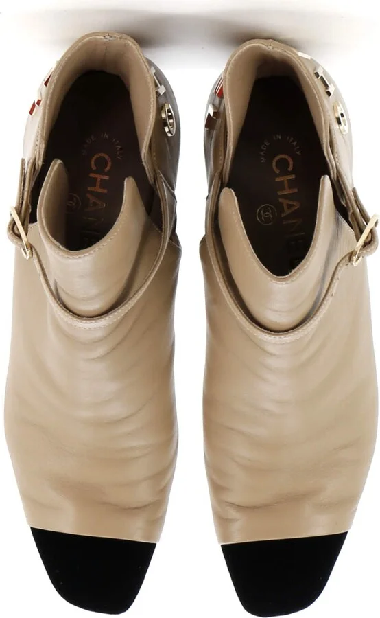 CHANEL Women's Logo Cap Toe Short Ankle Boots Leather with Velvet - Image 2