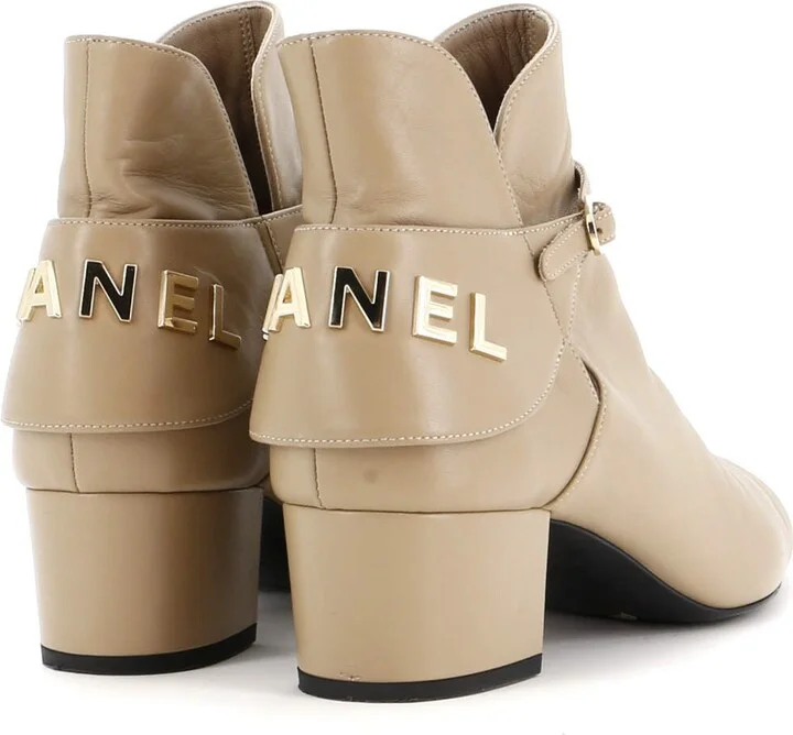 CHANEL Women's Logo Cap Toe Short Ankle Boots Leather with Velvet - Image 3