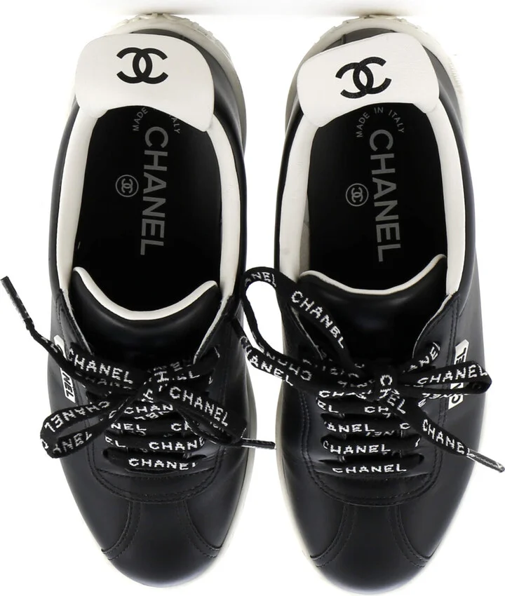 CHANEL Women's Logo Laces CC Low-Top Sneakers Leather - Image 2