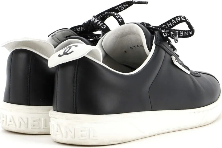 CHANEL Women's Logo Laces CC Low-Top Sneakers Leather - Image 3