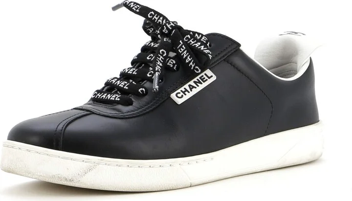 CHANEL Women's Logo Laces CC Low-Top Sneakers Leather