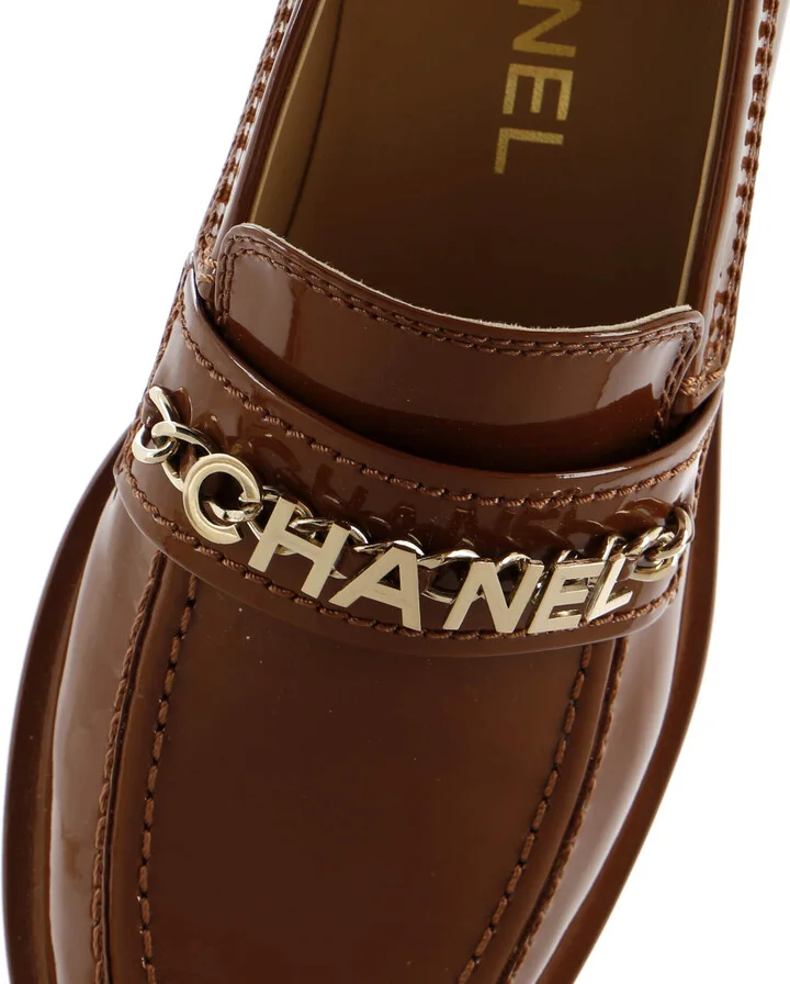 CHANEL Women's Logo Loafers Patent - Image 5