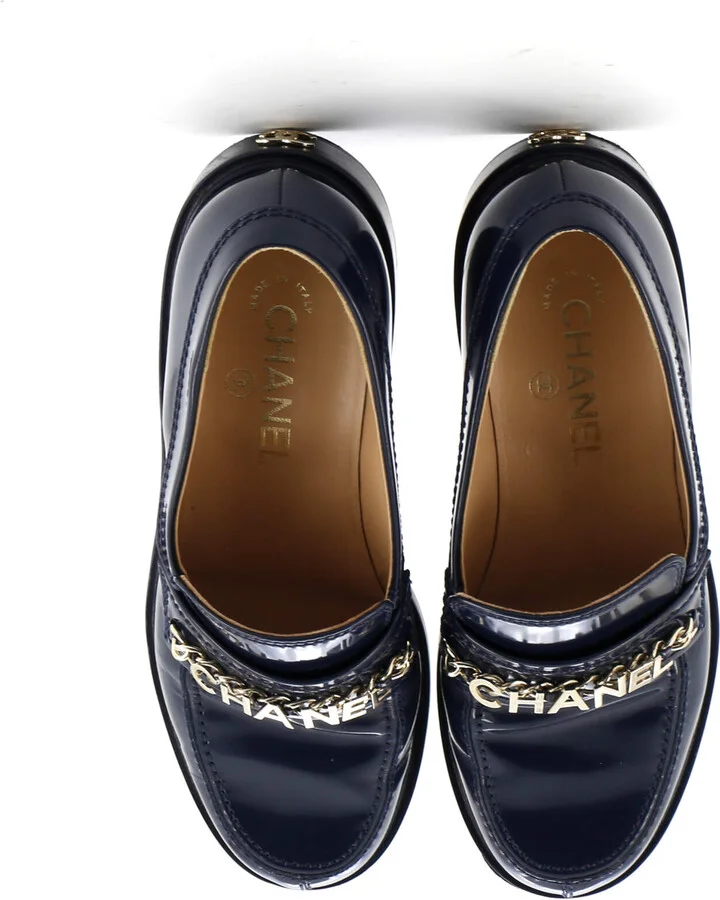 CHANEL Women's Logo Loafers Shiny Calfskin - Image 2