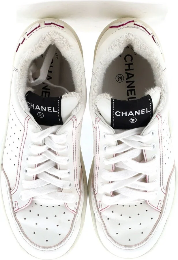 CHANEL Women's Logo Low-Top Sneakers Leather - Image 3