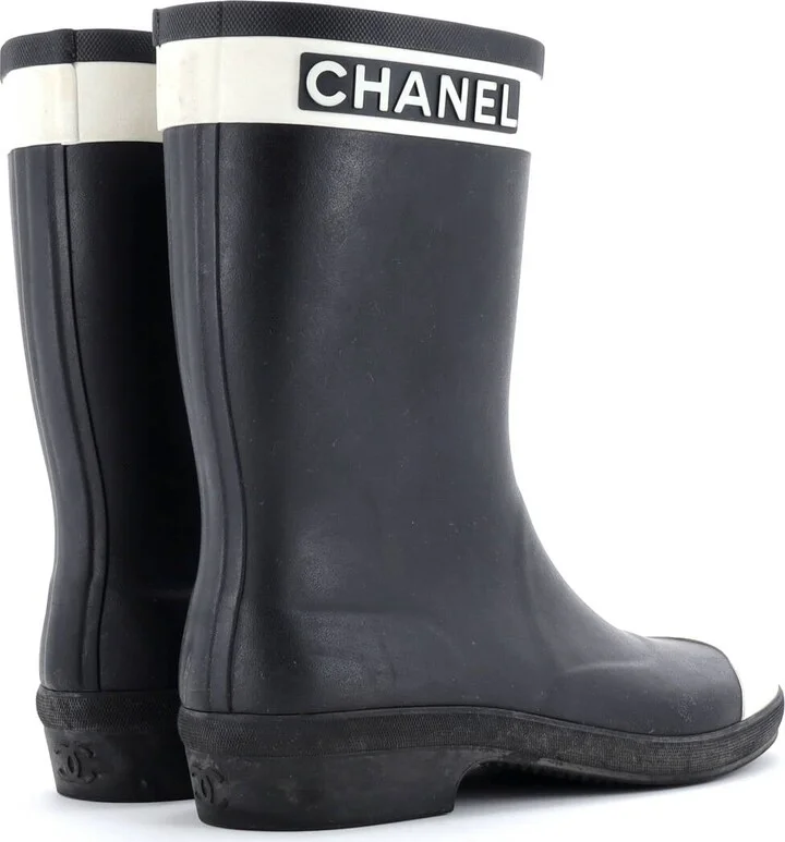 CHANEL Women's Logo Short Rain Boots Rubber - Image 3