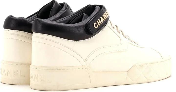 CHANEL Women's Logo Strap Lace Up Sneakers Leather - Image 3