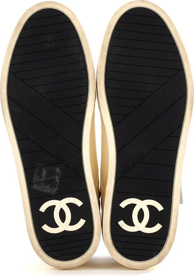 CHANEL Women's Logo Strap Lace Up Sneakers Leather - Image 4