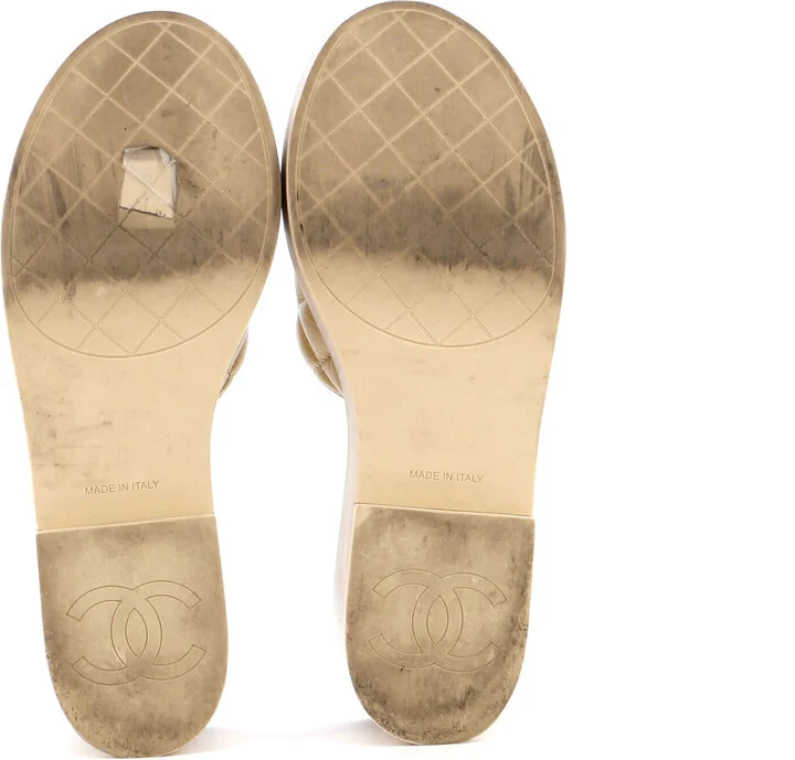 CHANEL Women's Open Toe Platform Sandals Quilted Leather and Wood - Image 4