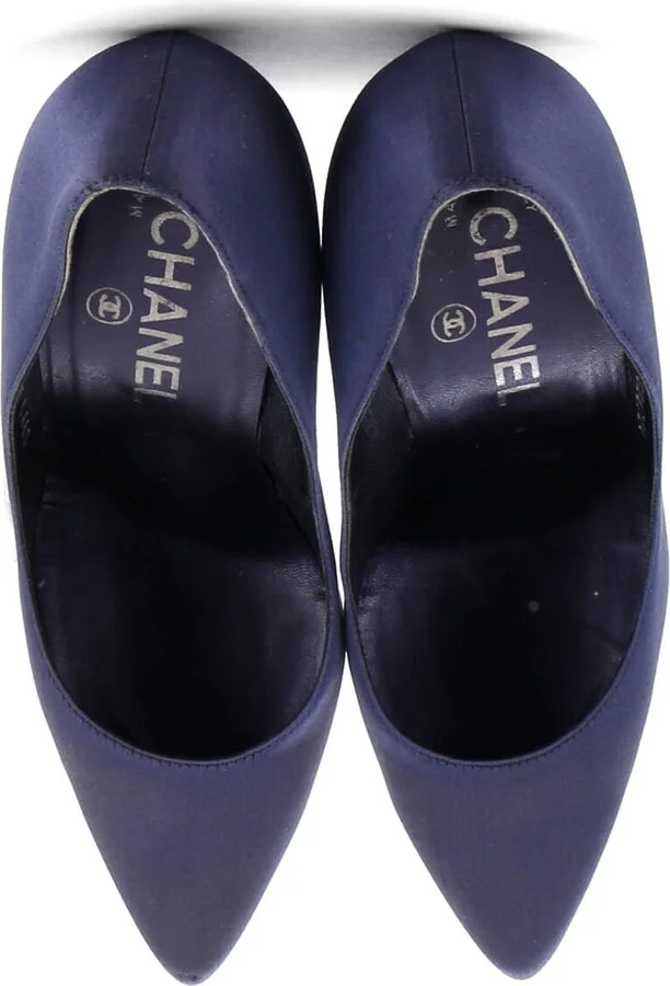 CHANEL Women's Pointed Toe Pumps Satin and Lucite - Image 2