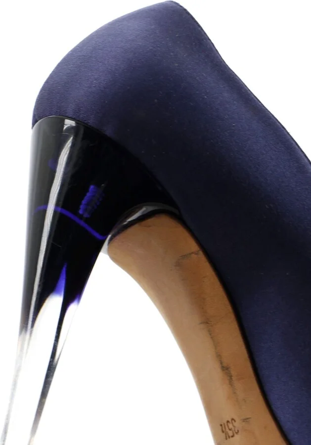 CHANEL Women's Pointed Toe Pumps Satin and Lucite - Image 6