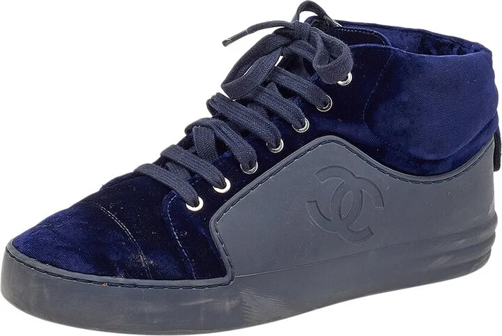 Chanel Women's Rubber & Velvet Sneaker, Size 37.5 (Authentic Pre-Loved)