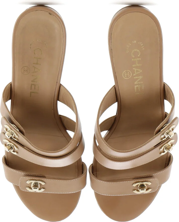 CHANEL Women's Turnlock CC Logo Sandals Leather - Image 2
