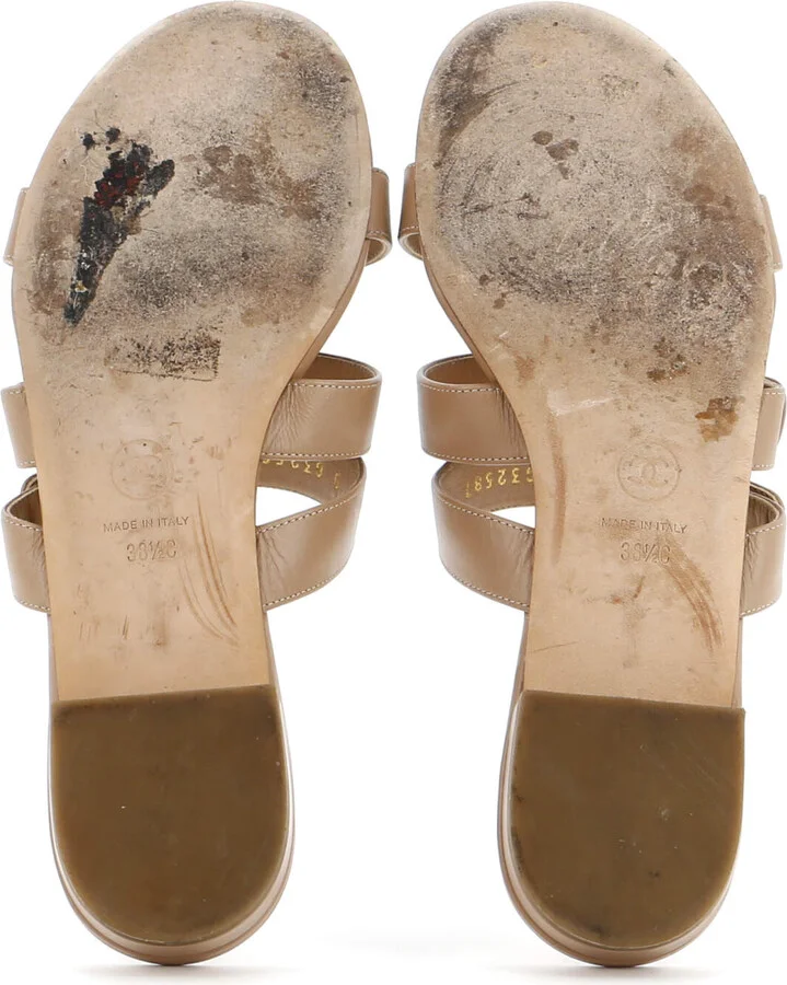 CHANEL Women's Turnlock CC Logo Sandals Leather - Image 4