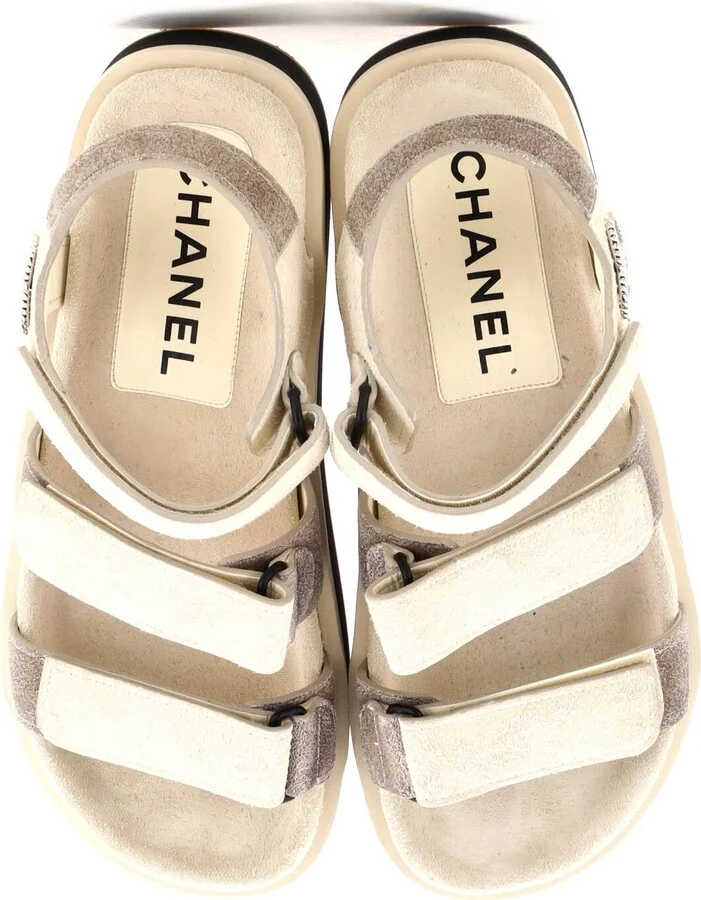 CHANEL Women's Two Strap Velcro Dad Sandals Suede - Image 2