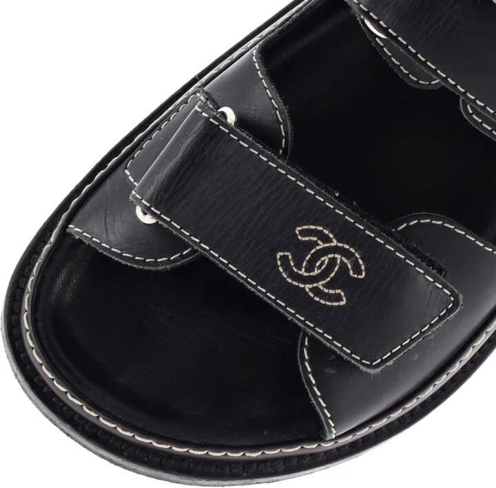 CHANEL Women's Velcro Dad Sandals Leather - Image 5