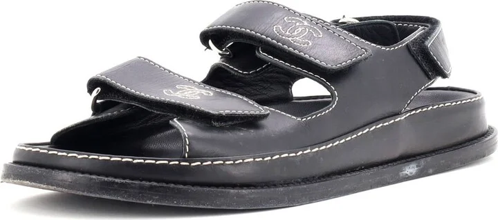 CHANEL Women's Velcro Dad Sandals Leather