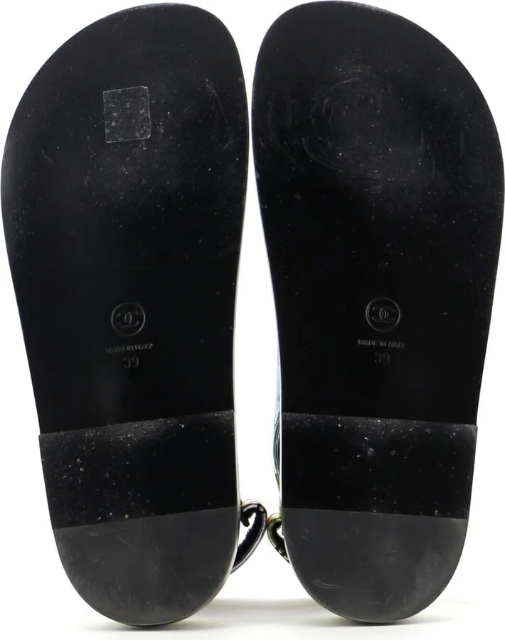 CHANEL Women's Velcro Dad Sandals Printed Laminated Leather - Image 4