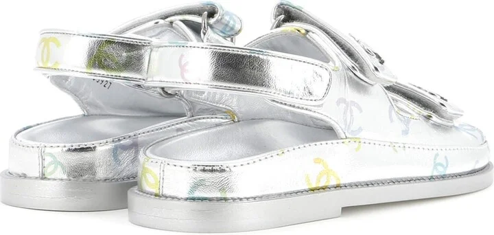 CHANEL Women's Velcro Dad Sandals Printed Laminated Leather - Image 3