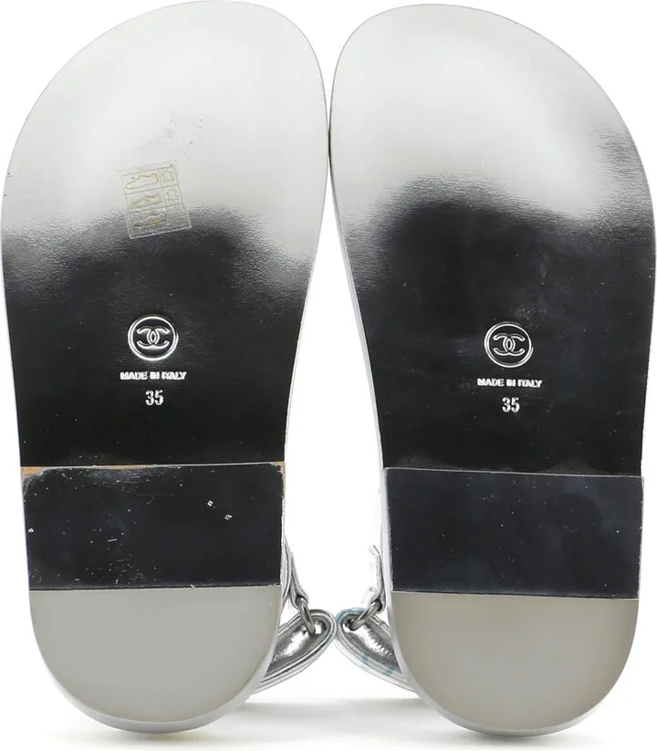 CHANEL Women's Velcro Dad Sandals Printed Laminated Leather - Image 4