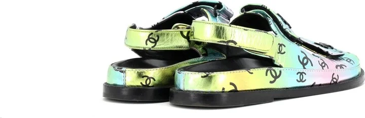 CHANEL Women's Velcro Dad Sandals Printed Laminated Leather - Image 3