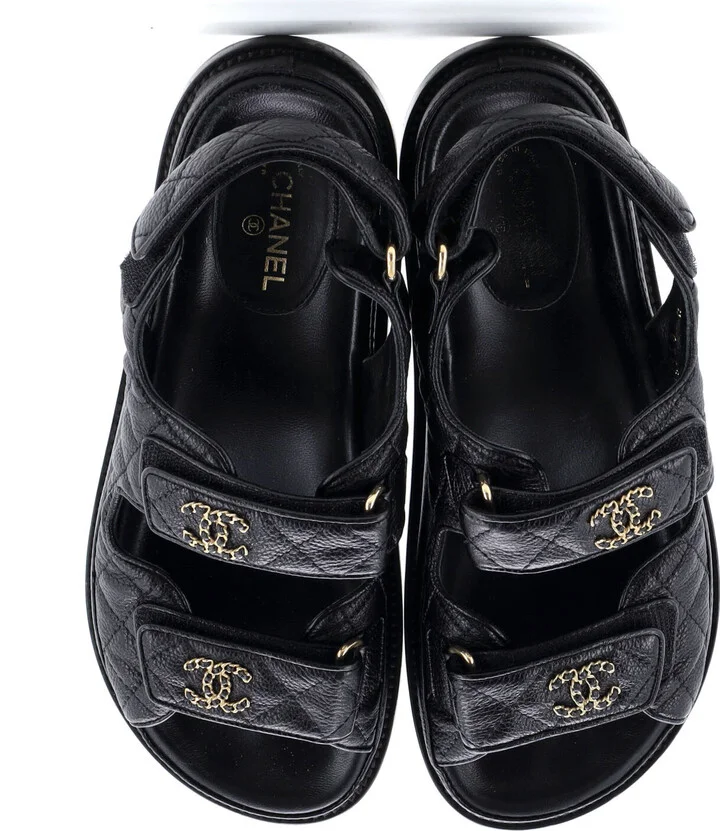 CHANEL Women's Velcro Dad Sandals Quilted Leather - Image 2