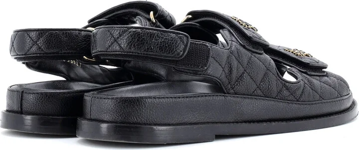 CHANEL Women's Velcro Dad Sandals Quilted Leather - Image 3