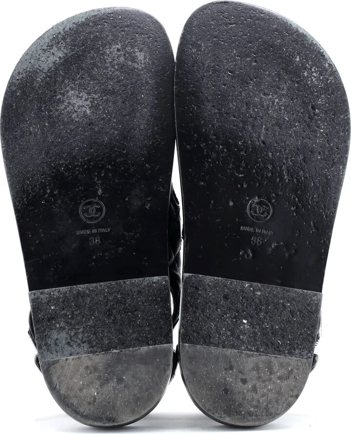 CHANEL Women's Velcro Dad Sandals Quilted Leather - Image 4
