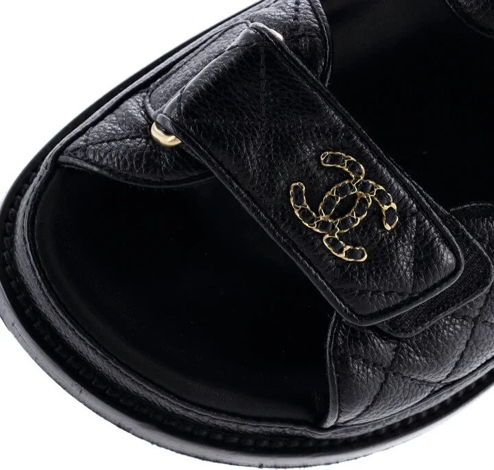 CHANEL Women's Velcro Dad Sandals Quilted Leather - Image 5