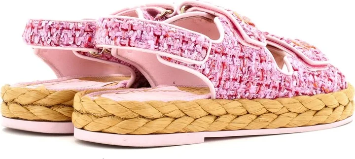 CHANEL Women's Velcro Espadrille Dad Sandals Tweed - Image 3