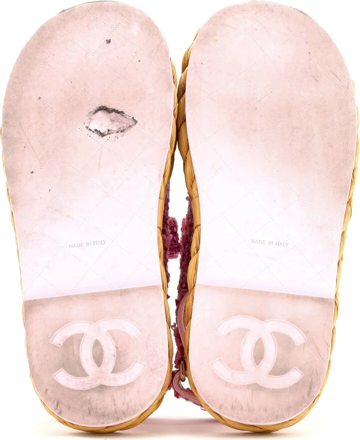 CHANEL Women's Velcro Espadrille Dad Sandals Tweed - Image 4