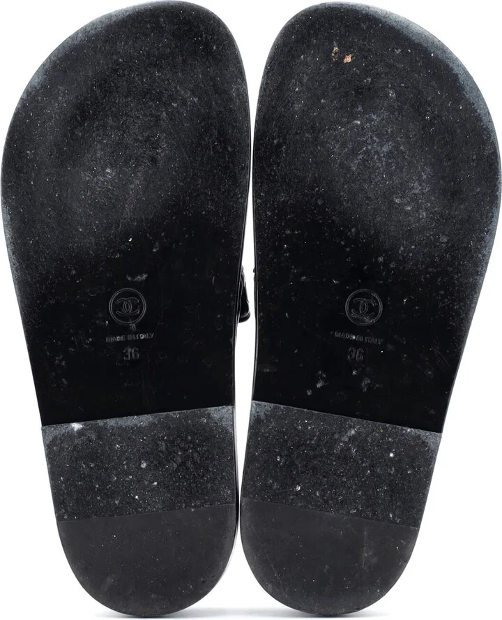 CHANEL Women's Velcro Open Back Dad Sandals Quilted Leather - Image 4
